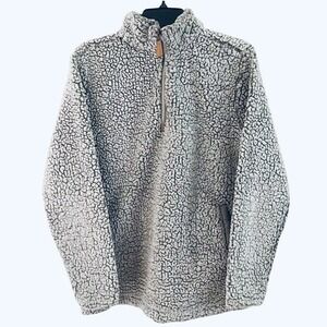 Simply Southern Women's S Small Sherpa‎ Jacket 1/4 Zip Pullover Gray Pockets